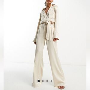 Satin Jumpsuit in Cream